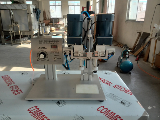 Thai customer purchased YX-SCM001 tabletop screw capping machine semi automatic spray pump capper