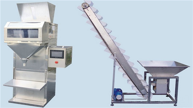 Semi Automatic Nut Bean Granule Weighing Filling Machines manual Grain electric scale Filler Weigher with bucket elevator materials feeding system 