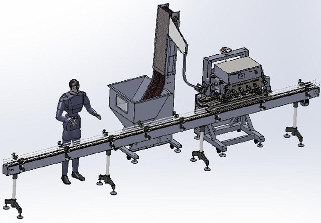 3D dimensions of Jar Cap belt lifting loading feeding system