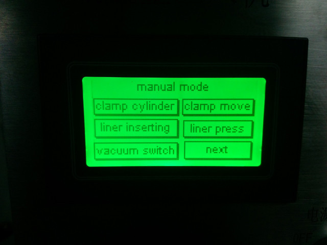 cotrol panel interface of cap wadding lining machine inducti