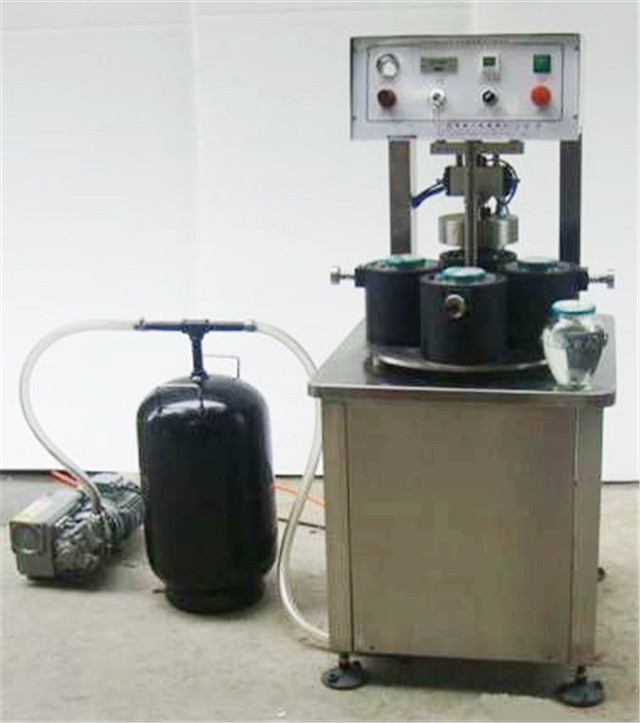 semi automatic vacuum capping machine for glass jars pepper sauce container vacuum screw capper equipment with 4 capping heads 
